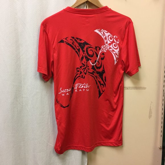 A S Cool Wear Kauai Sacred Waters Wai Kapu Activewear Red Shirt Medium Mens - Picture 3 of 6